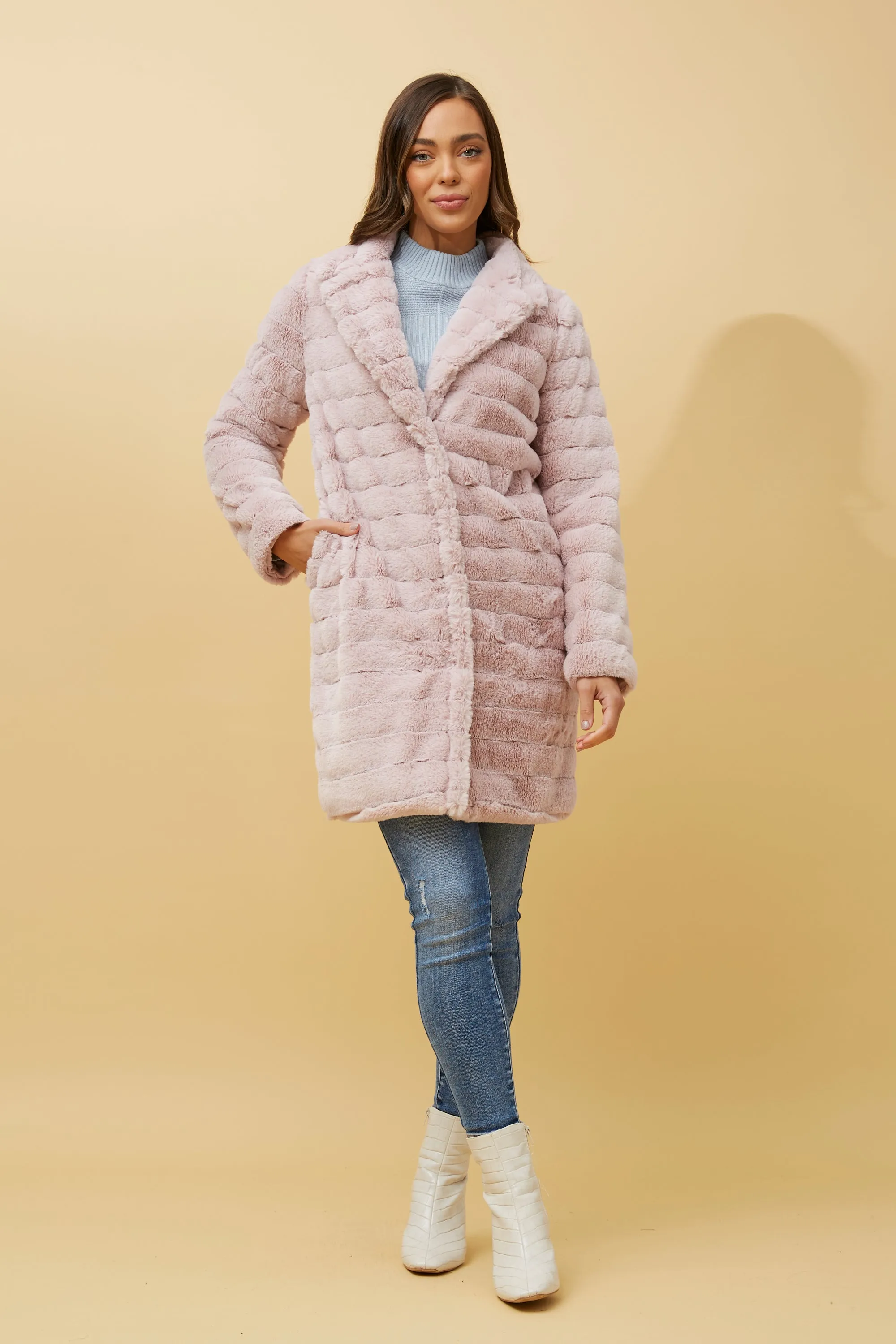 Caroline Morgan Faux Fur Teddy Coat