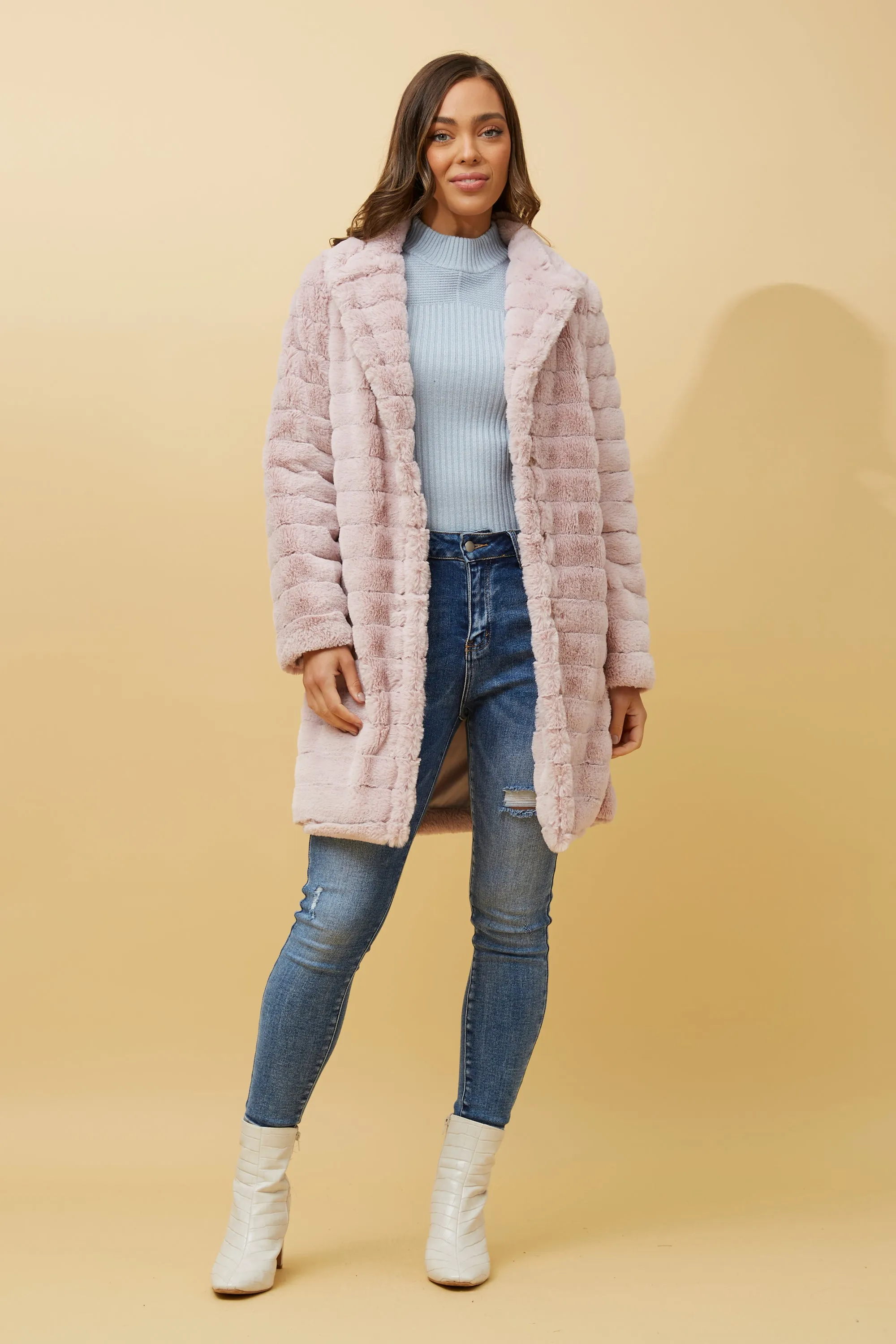 Caroline Morgan Faux Fur Teddy Coat