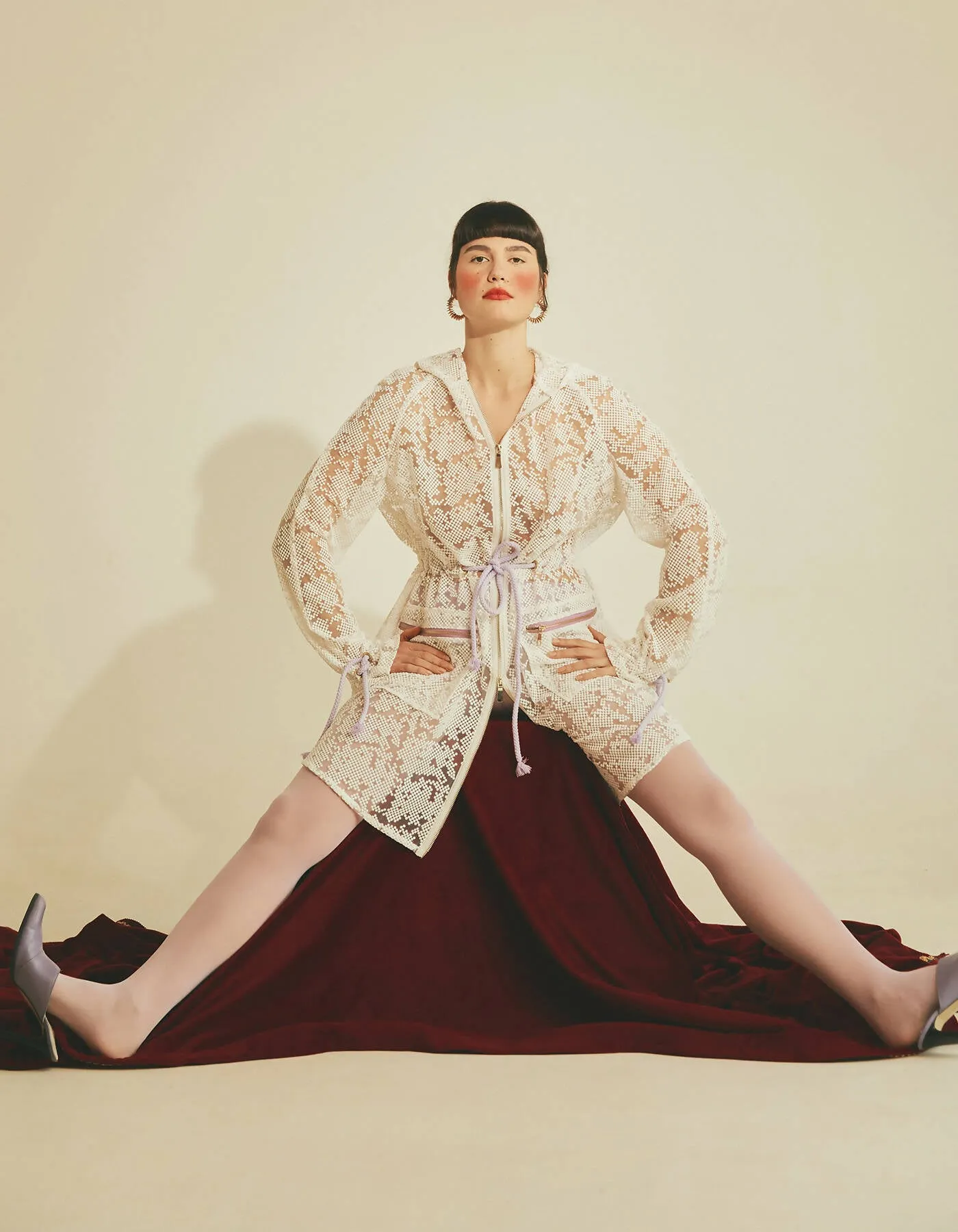 Delicate Sheer Lace Hot Parka