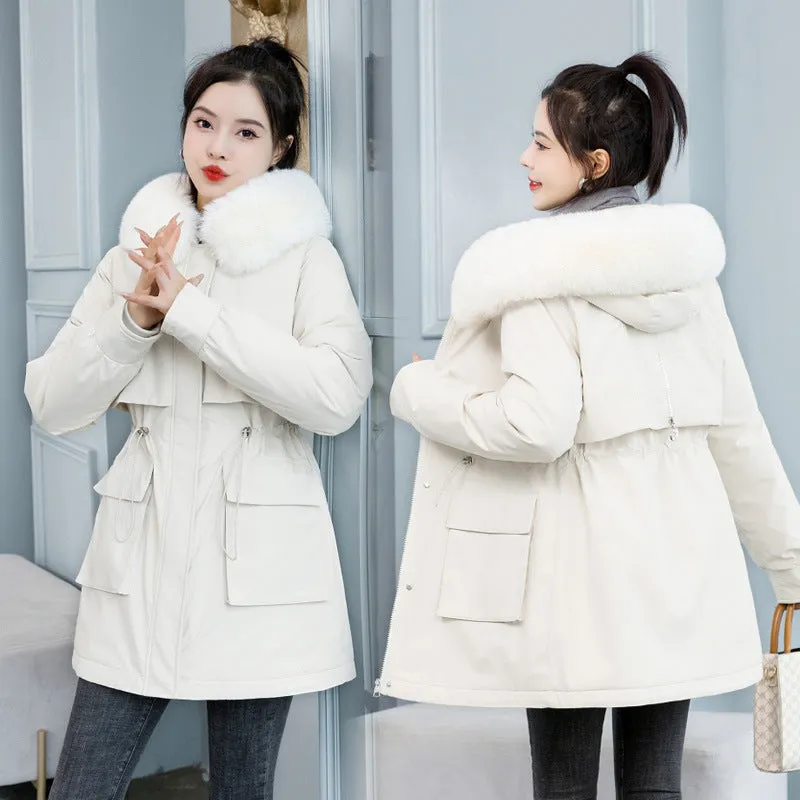Emma Parka | Langer Steppmantel mit Pelzkragen für Damen