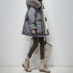 Emma Parka | Langer Steppmantel mit Pelzkragen für Damen