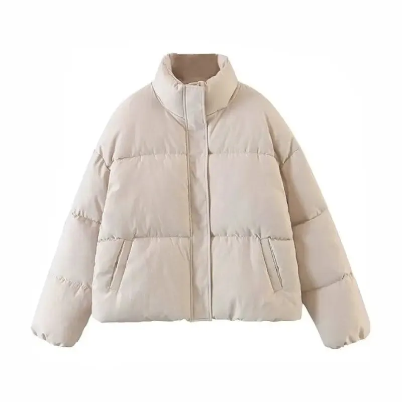 Fleece Thicken Letter Graphic Parka Coat