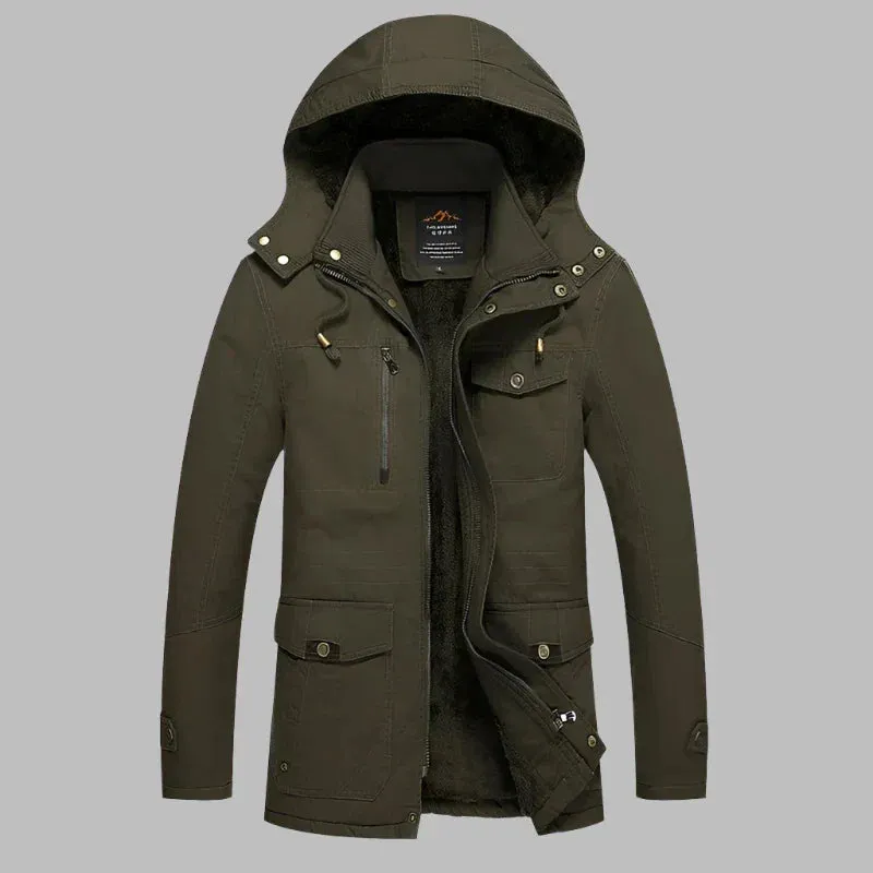 FrostGuard Parka | Warme wasserdichte Winterjacke für Herren mit Fellkragen und Fleece-Futter