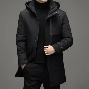 Kouther - Parka Winterjas Heren – Waterdicht Lang Model met Capuchon en Ritszakken