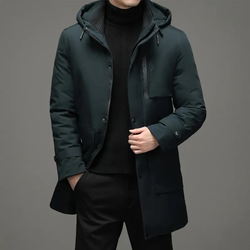 Kouther - Parka Winterjas Heren – Waterdicht Lang Model met Capuchon en Ritszakken