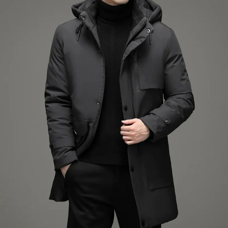 Kouther - Parka Winterjas Heren – Waterdicht Lang Model met Capuchon en Ritszakken
