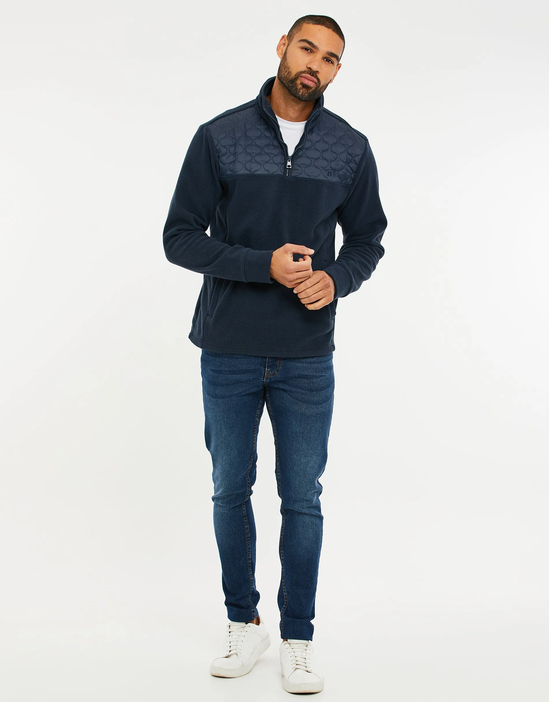 Men's Navy Onion Quilted Quarter Zip Fleece