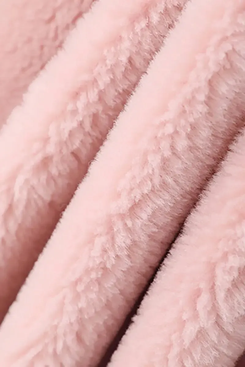 Mid-length Teddy-style Shearling Coat With Lapel Collar