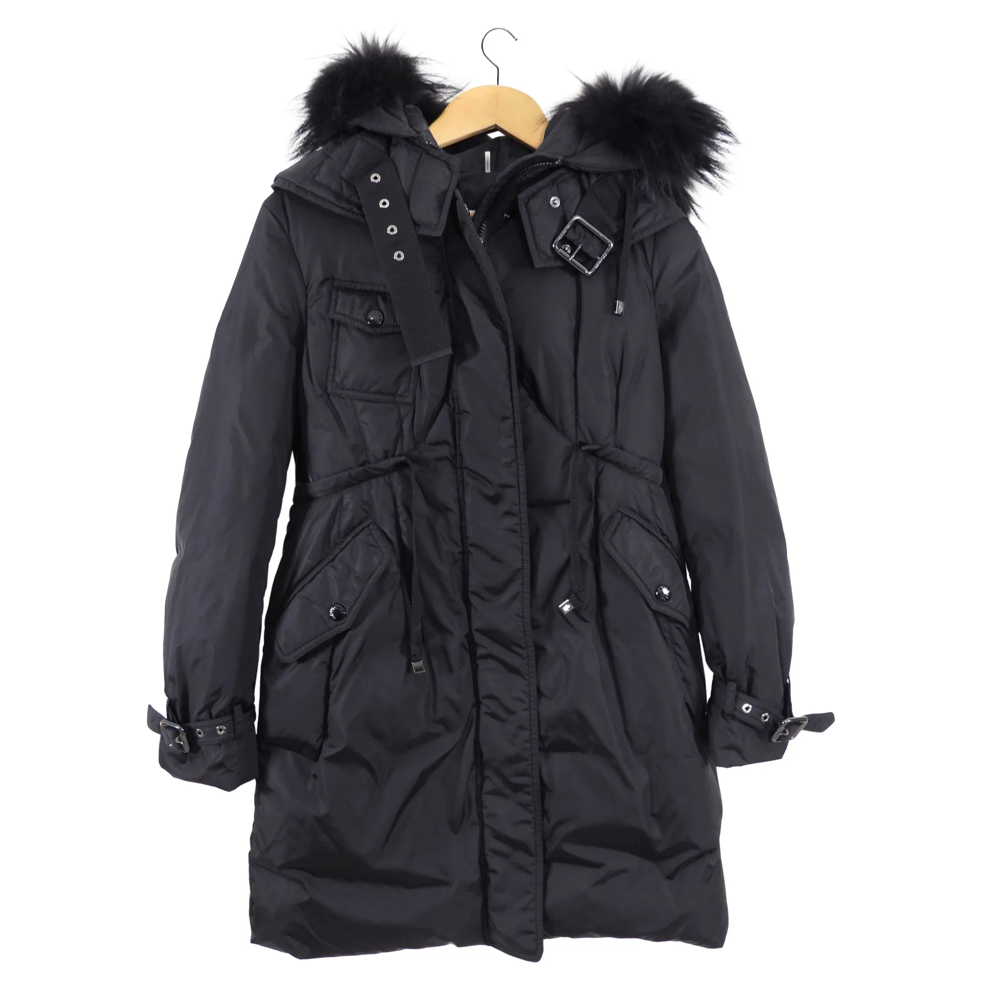 Moncler Black Down Filled Hooded Parka - S