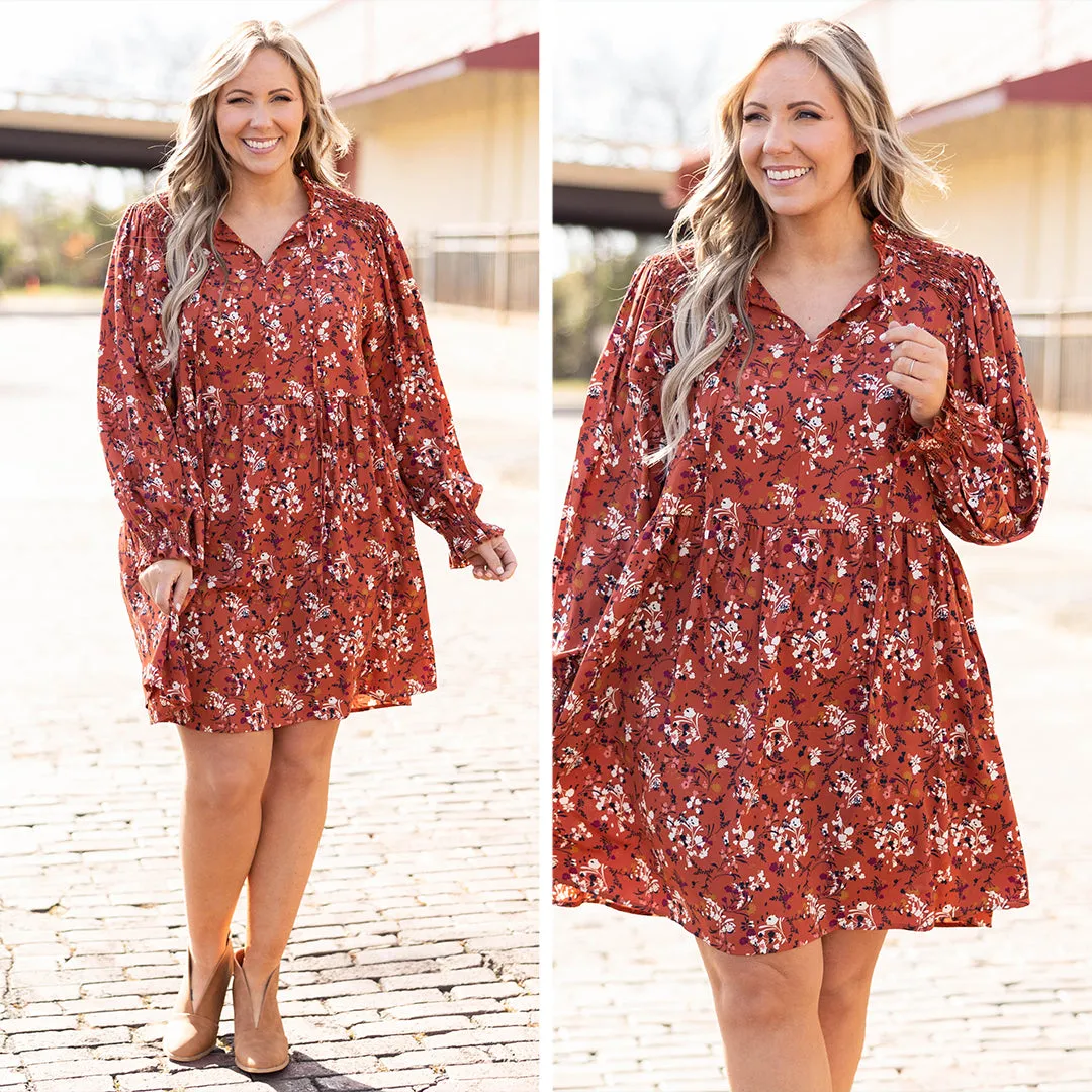 Morning Walk Dress, Rust