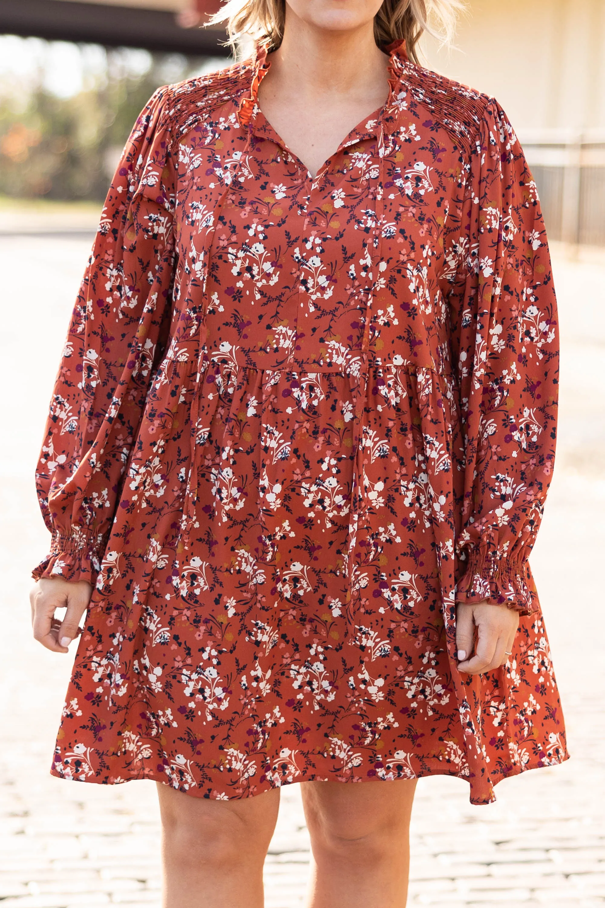 Morning Walk Dress, Rust