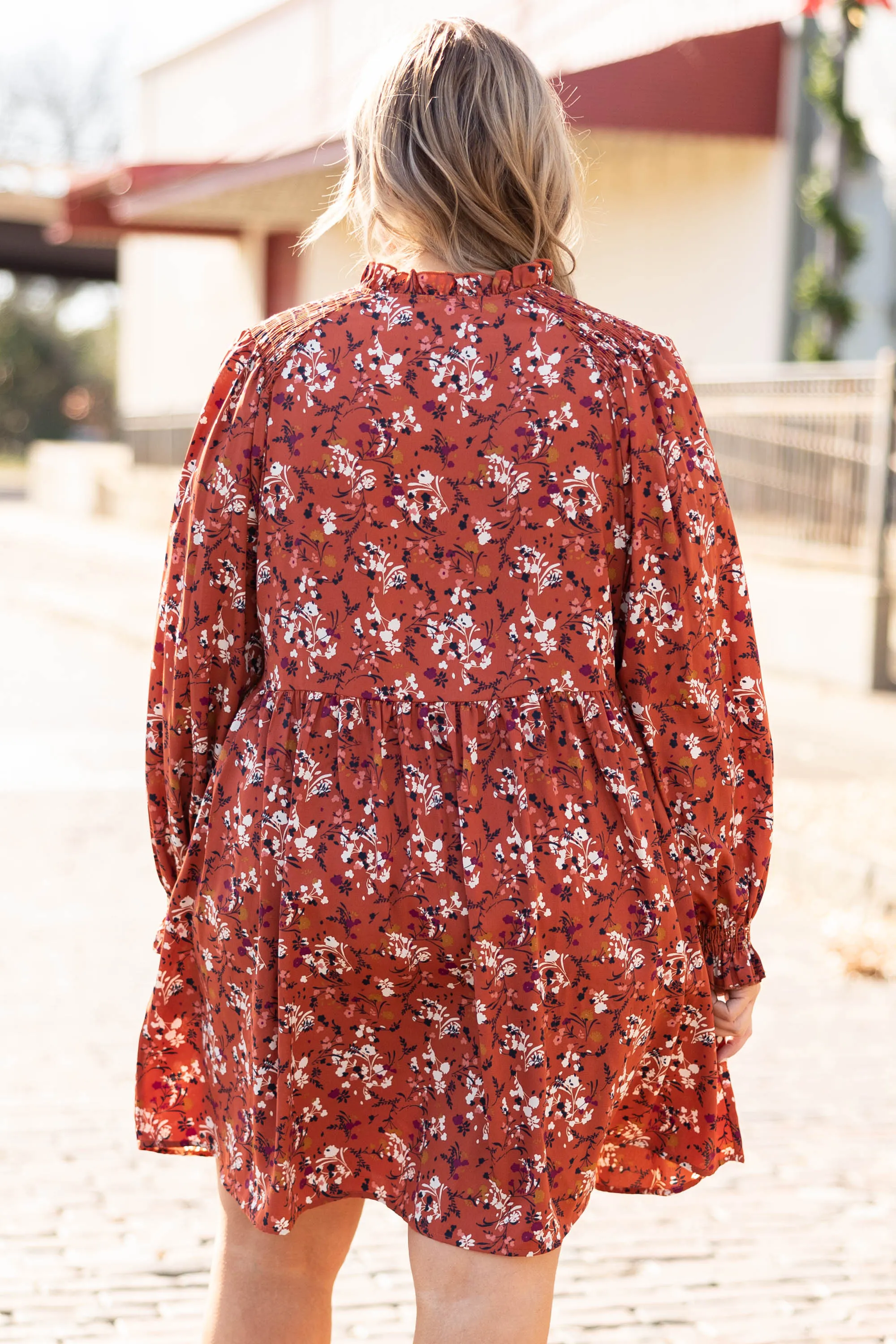 Morning Walk Dress, Rust