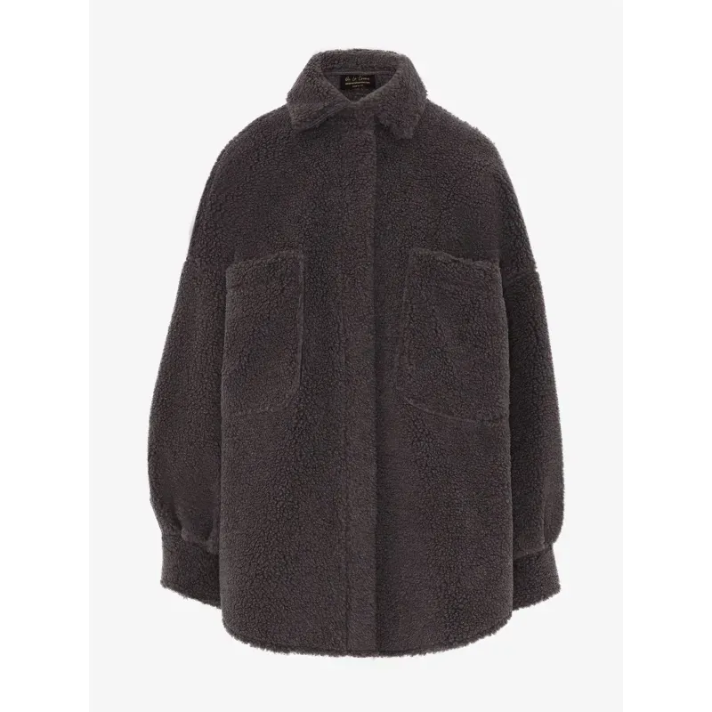 Oversized Patch Pocket Borg Teddy Shacket