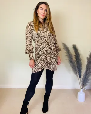SAND/BLACK ANIMAL DRESS