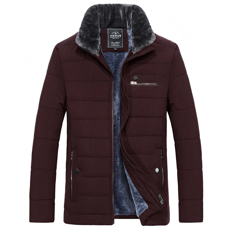 Tommy™ dikke katoenen fluwelen kraag zwart met rits parka winterjas