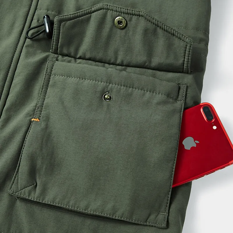 Tommy™ legergroene wollen met rits Parka winterjas