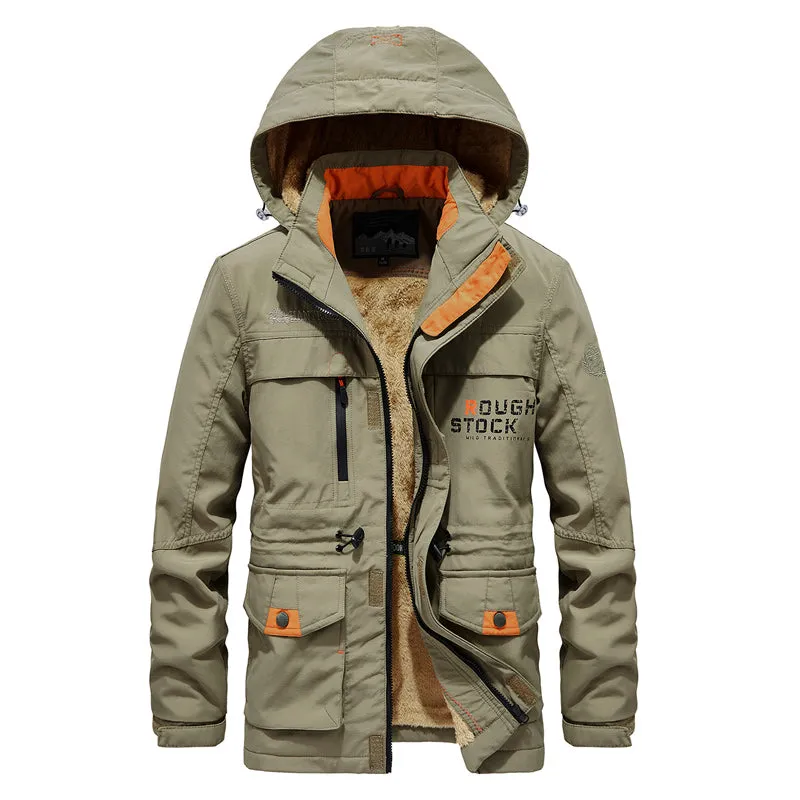 Tommy™ legergroene wollen met rits Parka winterjas