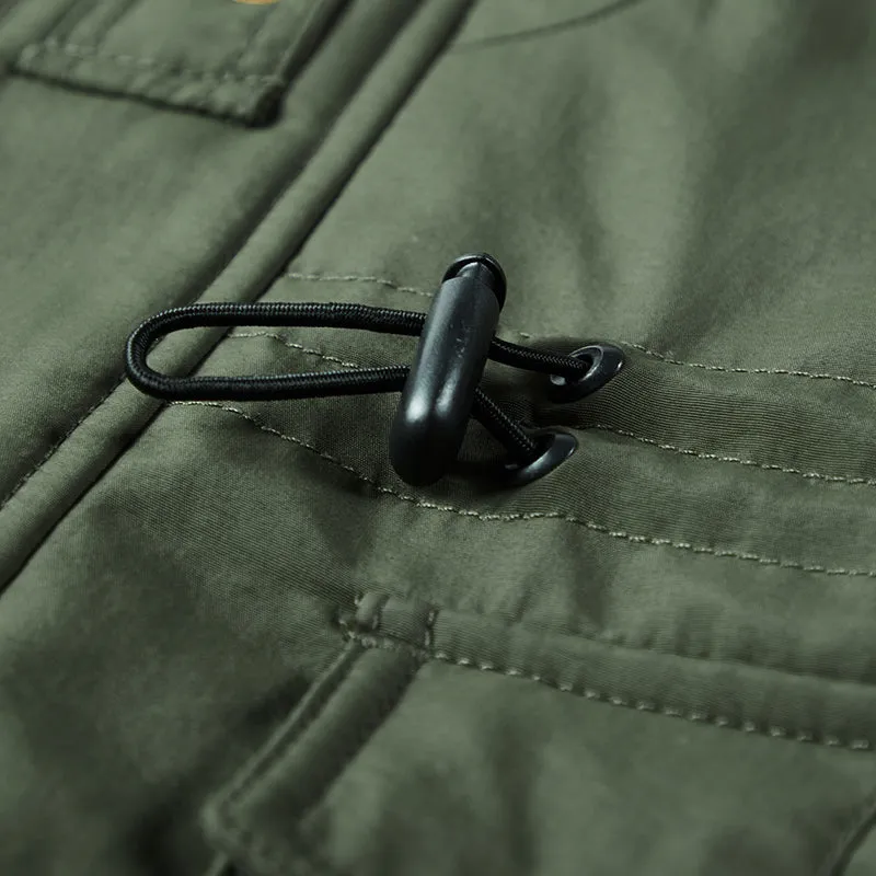 Tommy™ legergroene wollen met rits Parka winterjas