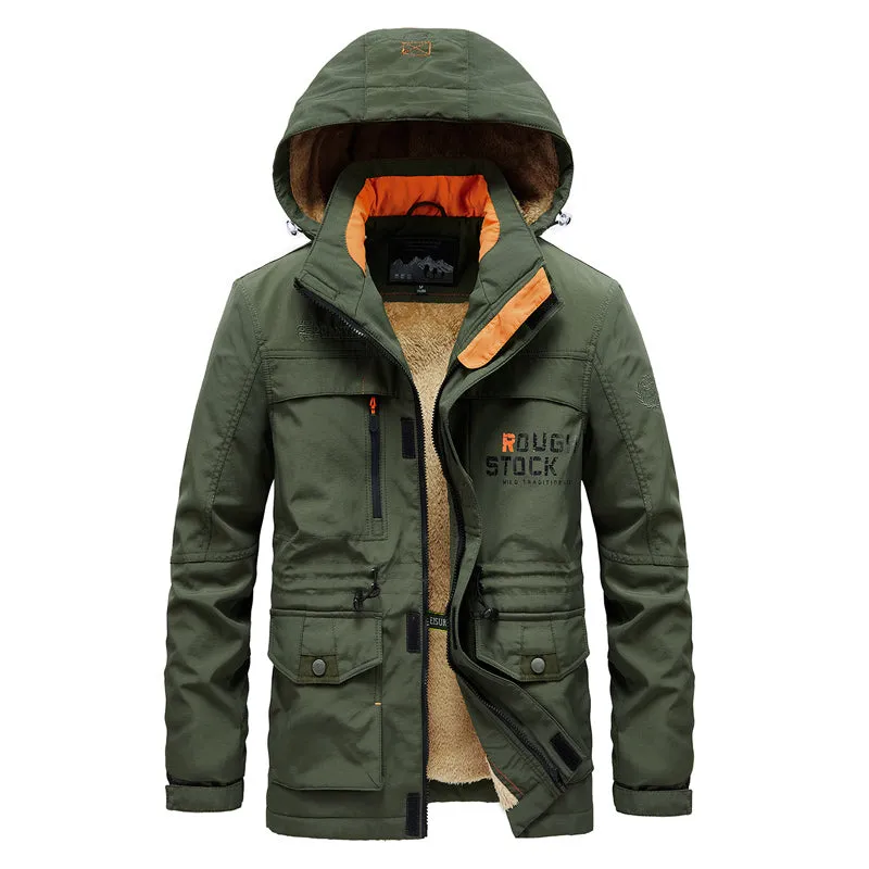 Tommy™ legergroene wollen met rits Parka winterjas