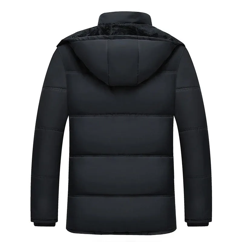 Tommy™ zwarte parka winterjas met capuchon en fleece rits