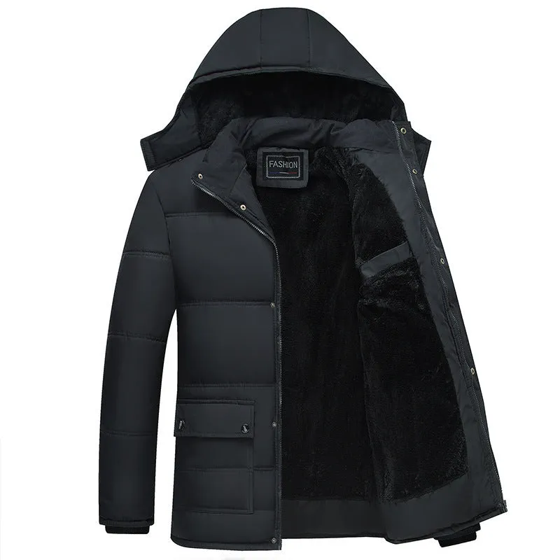 Tommy™ zwarte parka winterjas met capuchon en fleece rits