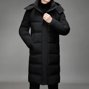Tommy™ zwarte waterdichte gevoerde parka winterjas met omgeslagen kraag