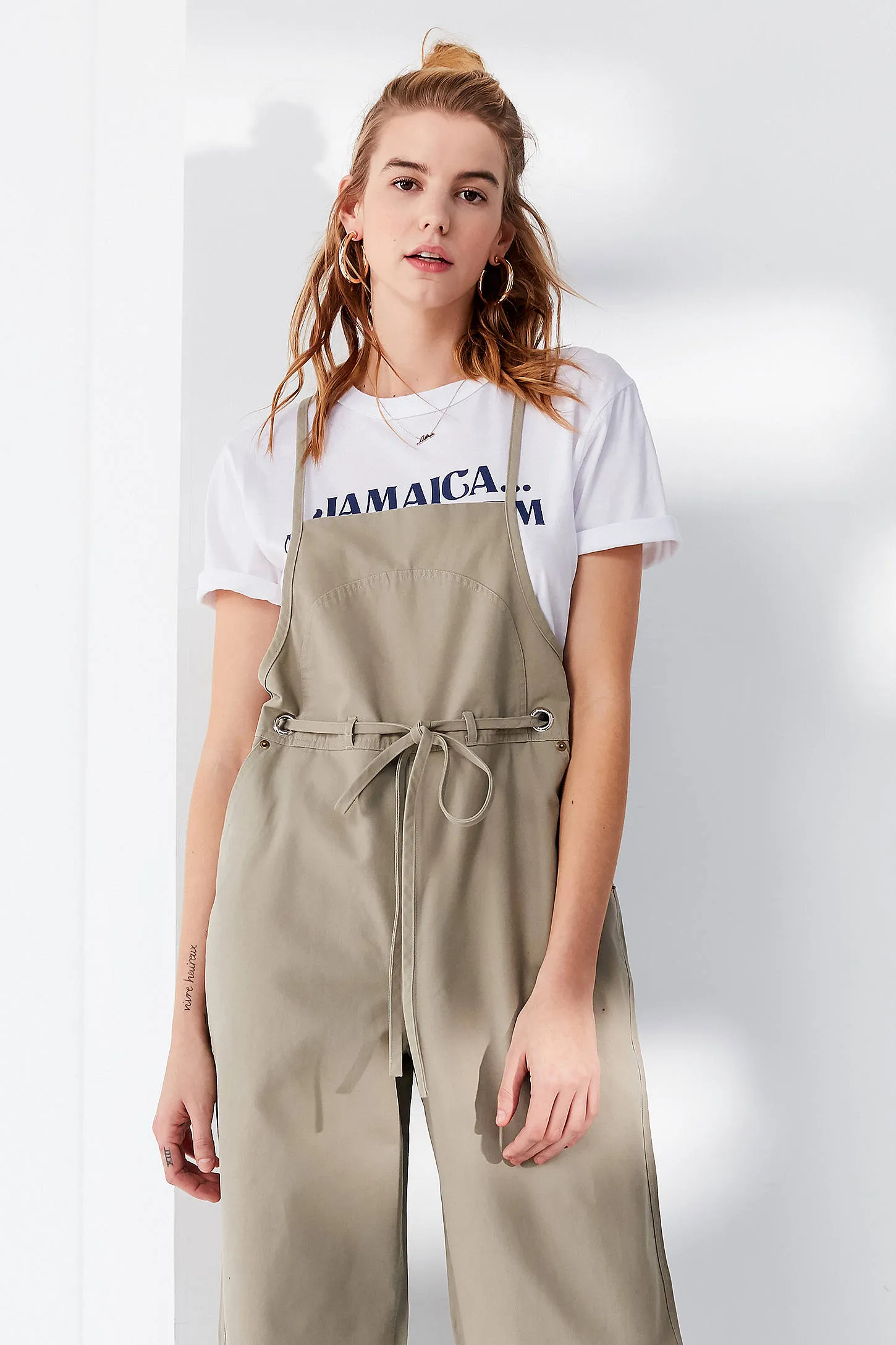 UO Tie-Waist Apron wide leg Overall