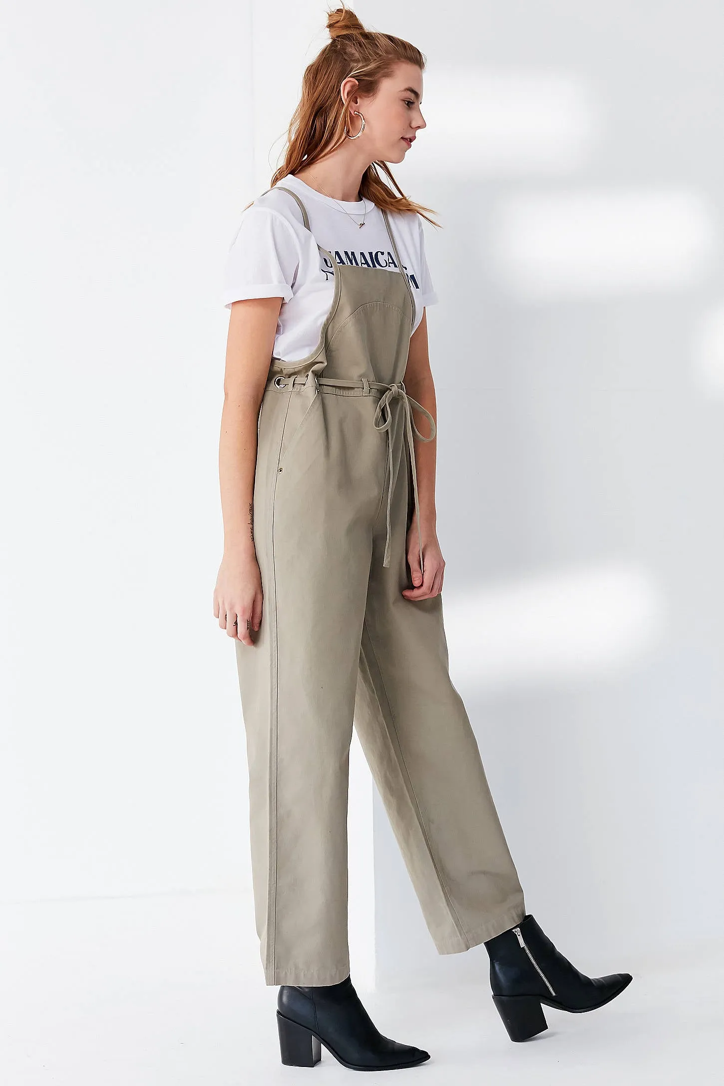 UO Tie-Waist Apron wide leg Overall