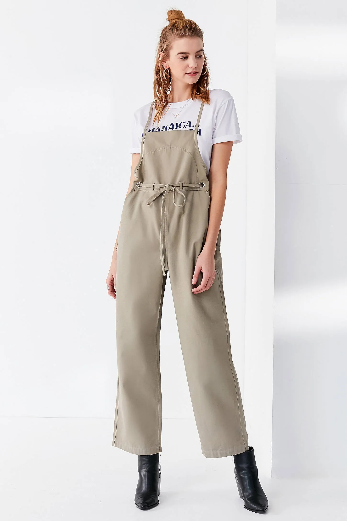 UO Tie-Waist Apron wide leg Overall