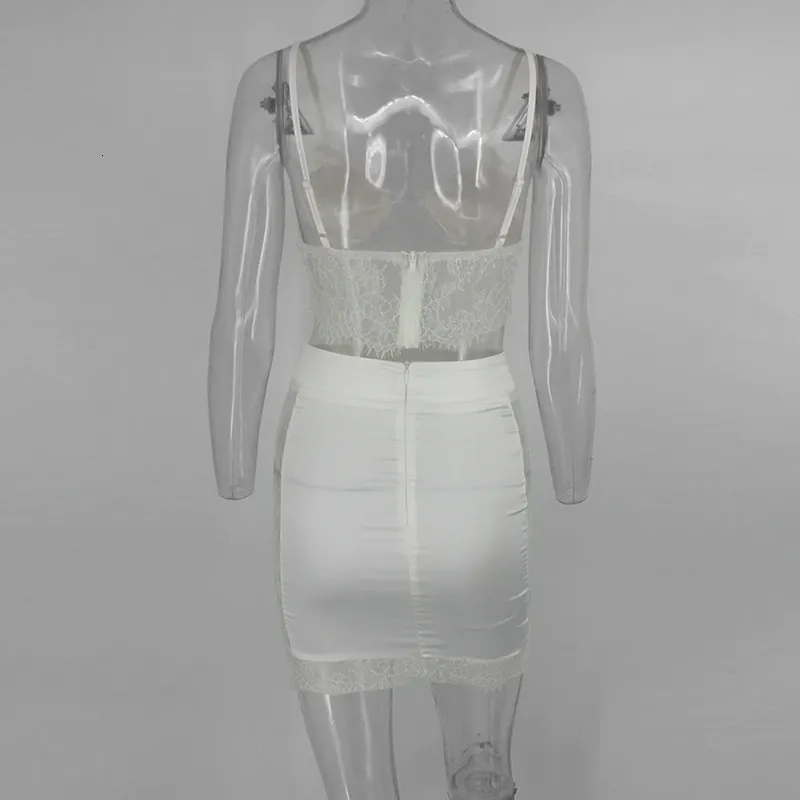 Women's Summer V-Neck Two-Piece Dress With Lace