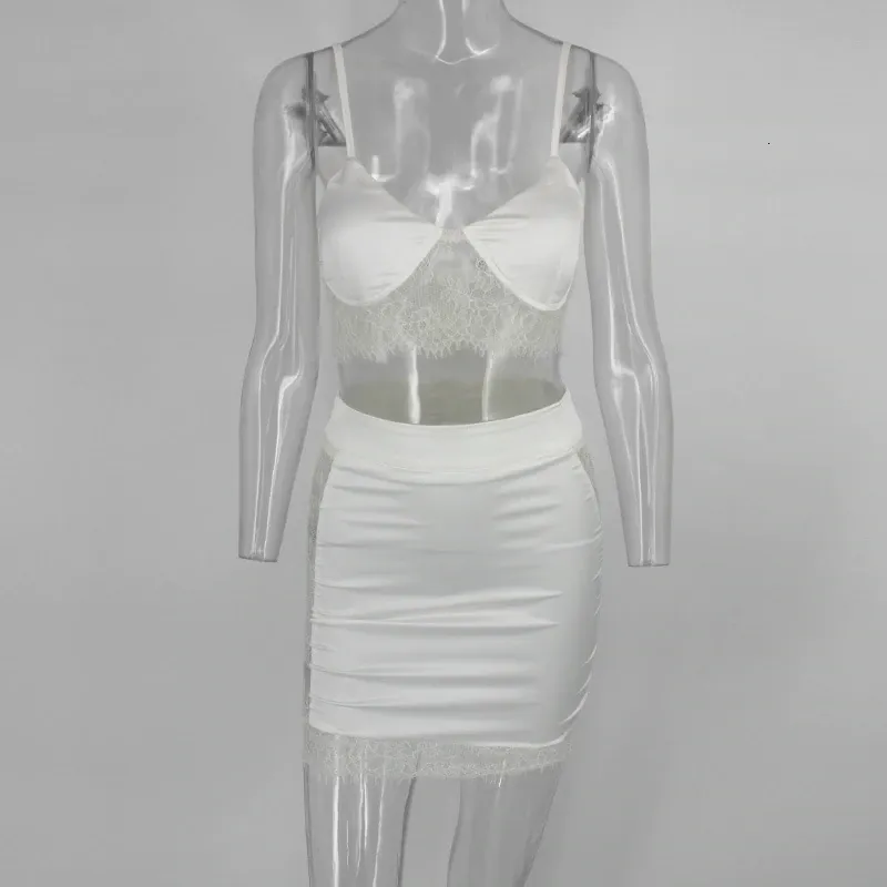 Women's Summer V-Neck Two-Piece Dress With Lace