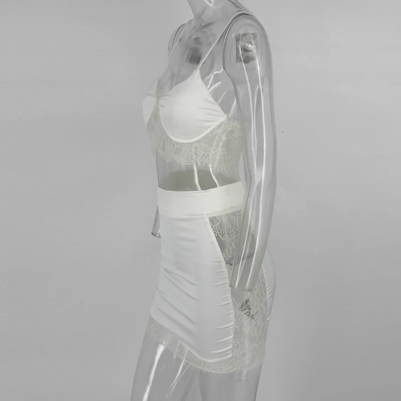 Women's Summer V-Neck Two-Piece Dress With Lace