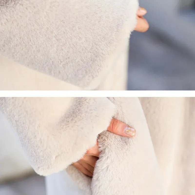 Women’s Winter Warm Faux Fur Coat - Thick & Long 
Turn Down Collar