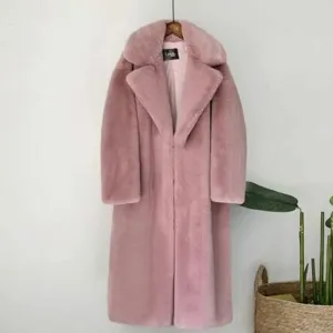 Women’s Winter Warm Faux Fur Coat - Thick & Long 
Turn Down Collar