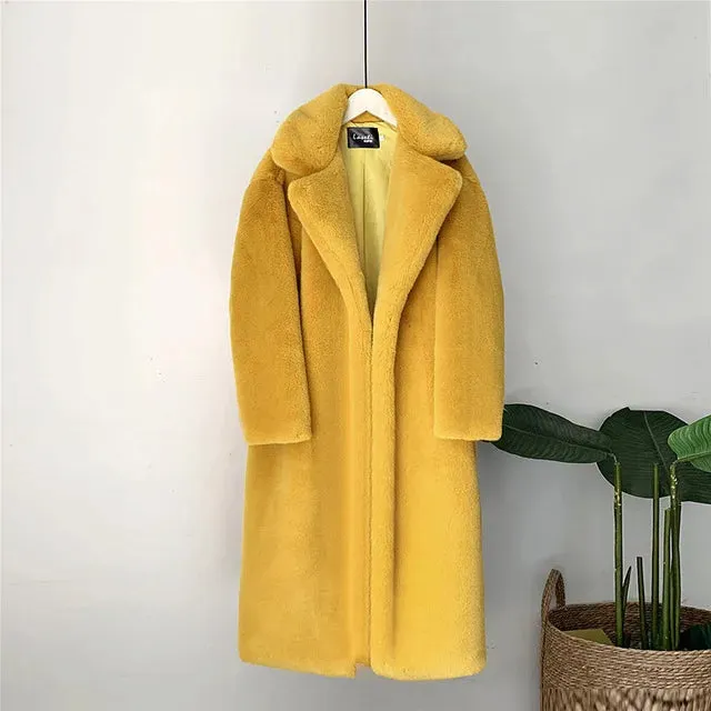 Women’s Winter Warm Faux Fur Coat - Thick & Long 
Turn Down Collar