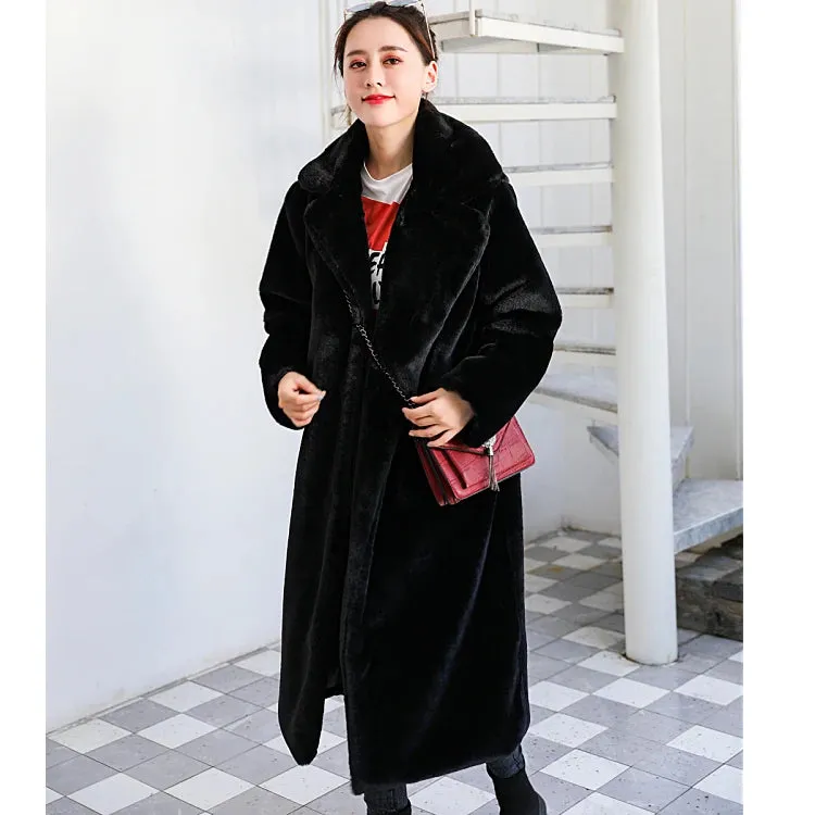 Women’s Winter Warm Faux Fur Coat - Thick & Long 
Turn Down Collar