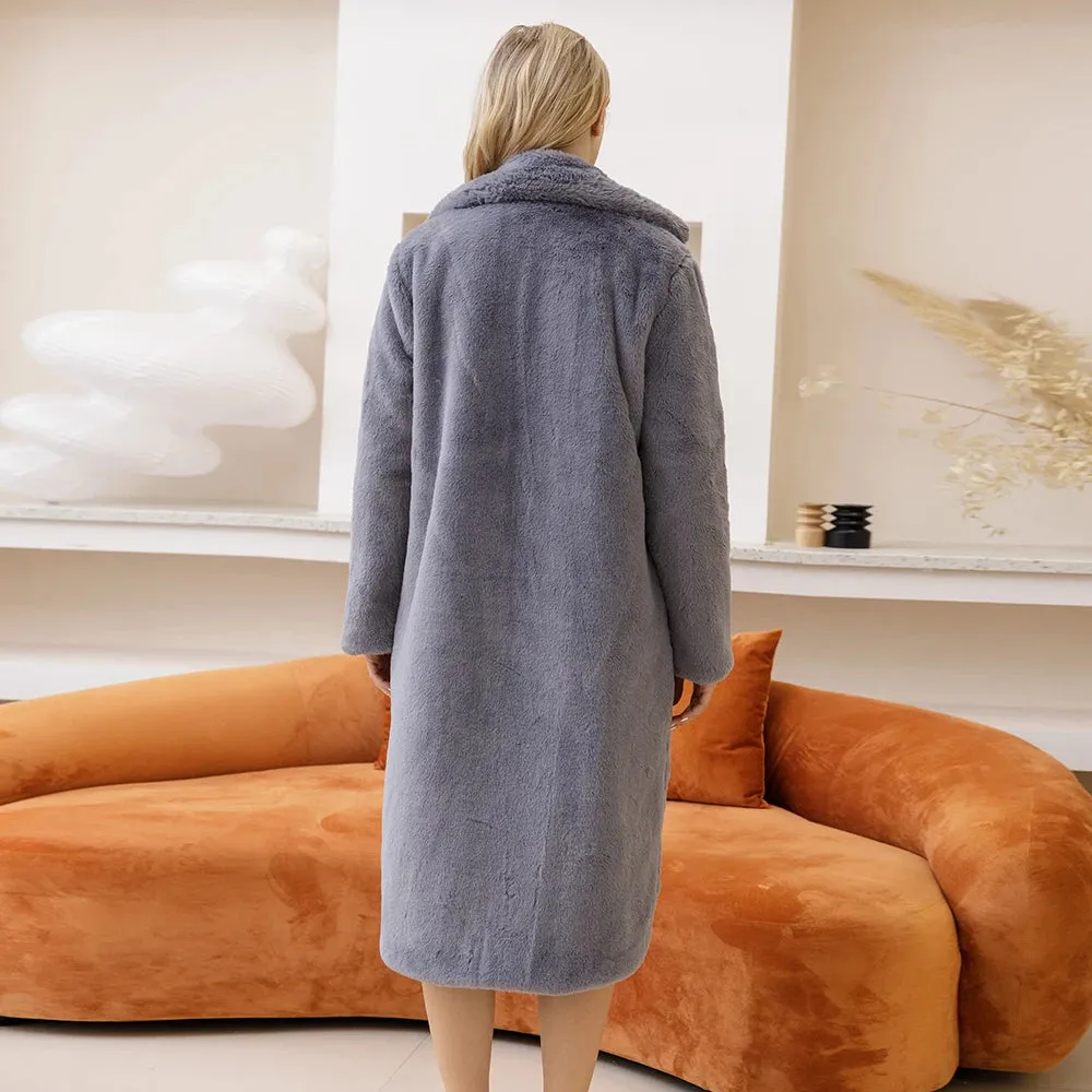Women’s Winter Warm Faux Fur Coat - Thick & Long 
Turn Down Collar