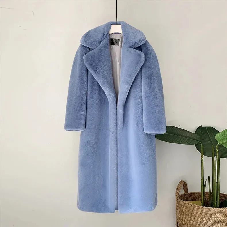 Women’s Winter Warm Faux Fur Coat - Thick & Long 
Turn Down Collar